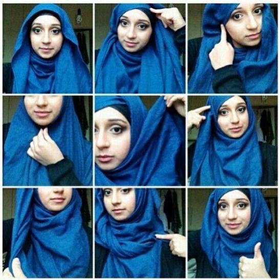 blue pashmina tutorial hijab