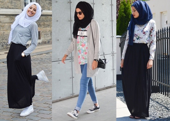 chic hijab with shoes