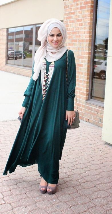 emerald green dress hijab